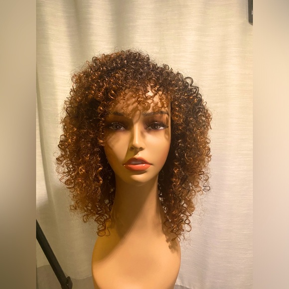 Other - HAIR- full WIG -14 inches long and natural curly. Dark brown/copper highlights.